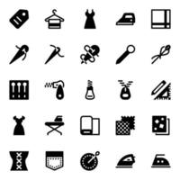 glyph pictogrammen voor naaien. vector