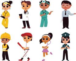 reeks van grappig tekenfilm zakenman, tekenfilm artsen en verpleegsters set. vector illustratie in vlak stijl. reeks uit mensen