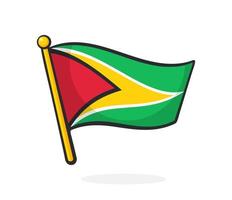 tekenfilm illustratie van nationaal vlag van Guyana Aan vlaggestok vector