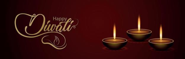 gelukkig diwali indisch festival van lichte banner of koptekst vector