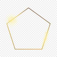 goud gloeiend Pentagon vorm kader geïsoleerd Aan achtergrond. glimmend kader met gloeiend Effecten. vector illustratie.