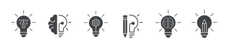licht lamp idee icoon set, vector gloeilamp creativiteit concept