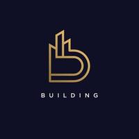 brief b logo ontwerp idee met gebouw concept vector