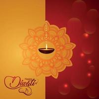 gelukkige diwali Indiase festival achtergrond met vectorillustratie van diwali diya en slinger bloem vector