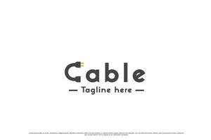 brief c kabel logo ontwerp illustratie. typografie kabel netwerk draad belettering gemakkelijk logo ontwerp illustratie. creatief verbinding kabel silhouetten in lettertype. perfect voor bedrijf web app icoon. vector