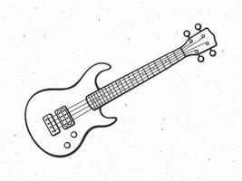 hand- getrokken tekening van rots elektro of bas gitaar vector