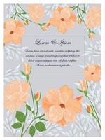 schattig zoet oranje en blauw wild bloemenframe voor huwelijkskaart vector