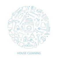 vector modieus vlak schoonmaak icoon reeks in een cirkel. vereist uitrusting voor schoonmaak binnenshuis en buitenshuis. huishouden huishoudelijke apparaten voor schoonmaak.pictogrammen in een blauw beroerte Aan een wit achtergrond.