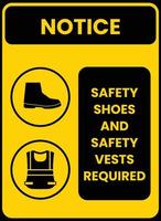 slijtage veiligheid schoenen teken en etiket vector