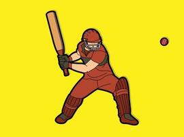 cricket speler cartoon actie vector