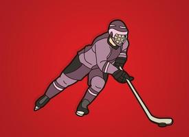 ijshockeyspeler bewegende actie vector