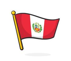 sticker nationaal vlag van Peru met jas van armen Aan vlaggestok vector