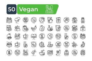 veganistisch pictogrammen pak. dun lijn pictogrammen set. schoon en gemakkelijk vector pictogrammen