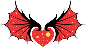 vector beeld van rood Vleugels en een hart