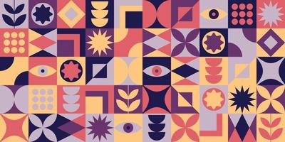 kleurrijk neo meetkundig bauhaus stijl Memphis hedendaags bewerkbare herhaalbaar naadloos patroon met stoutmoedig vormen neo geo- abstract meetkundig vector illustratie