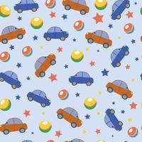 kinderachtig naadloos patroon met auto's, ballen en sterren. ontwerp voor kinderen kleding stof, omslag, behang. vector