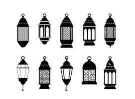 reeks van Arabisch lantaarn silhouetten vector illustratie. Ramadan viering