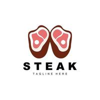 rundvlees logo, vlees steak vector, rooster keuken ontwerp, steak restaurant merk sjabloon icoon vector