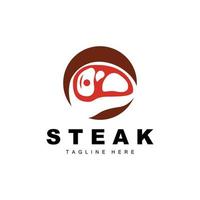 rundvlees logo, vlees steak vector, rooster keuken ontwerp, steak restaurant merk sjabloon icoon vector