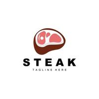 rundvlees logo, vlees steak vector, rooster keuken ontwerp, steak restaurant merk sjabloon icoon vector