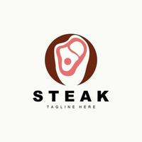 rundvlees logo, vlees steak vector, rooster keuken ontwerp, steak restaurant merk sjabloon icoon vector