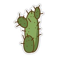 sticker met cactus. tekenfilm vector kleur illustratie.