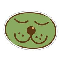 sticker met schattig cactus gezicht. tekenfilm vector kleur illustratie.