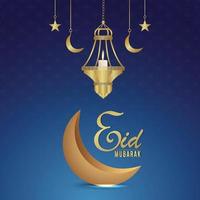eid Mubarak viering wenskaart met vectorillustratie van Arabische lantaarn vector
