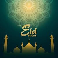 eid mubarak uitnodiging wenskaart met vectorillustratie vector