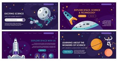 web banier reeks ontwerp met wetenschap aan het leren aanbod vector