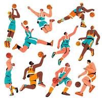 sporters basketbal spelers in beweging vector