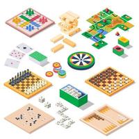 bord spellen, domino en schaken, jenga en kaarten vector
