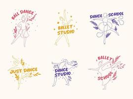 sticker label reeks voor ballet studio identiteit vector