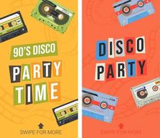 disco partij 90s retro vermaak en pret banier vector