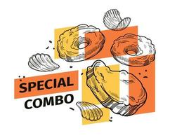 speciaal combo Bij eetcafe of bistro, promo banier vector