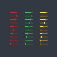 schuif knop optie verzameling reeks met verschillend kleur in pixel kunst stijl vector