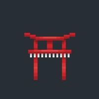 traditioneel Japans poort in pixel kunst stijl vector