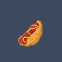 hotdog voedsel in pixel kunst stijl vector