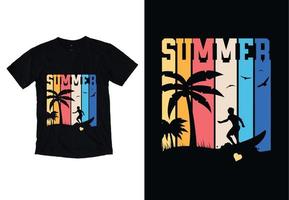 zomer t-shirt ontwerp met silhouet van surfer. vector illustratie.