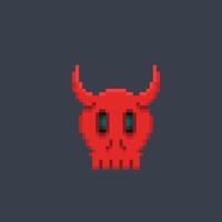 rood schedel hoofd in pixel kunst stijl vector