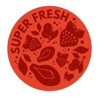 super vers fruit en bessen, etiket voor Product vector