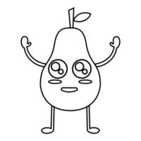 Peer fruit mascotte, doorlopend lijn, lijn kunst stijl, minimalistisch, vector illustratie voor t-shirt, grafisch ontwerp voor slogan, sociaal media.