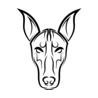 zwart-witte lijnkunst van het hoofd van de doberman pinscher hond. vector