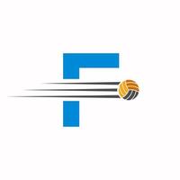 eerste brief f volleybal logo ontwerp teken. volleybal sport- logotype vector