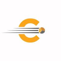 eerste brief c volleybal logo ontwerp teken. volleybal sport- logotype vector