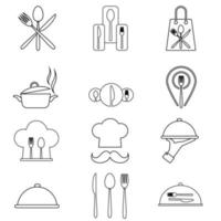 maaltijd icoon vector set. restaurant illustratie teken verzameling. dineren symbool. eten logo. koken markering.