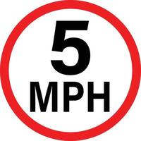 5 mph voertuig snelheid begrenzing teken. 5 mph weg verkeer teken langzaam drijfveer. vlak stijl. vector