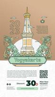 Yogyakarta monument met Javaans bloem voor Promotie toerisme vakantie ontwerp concept vector