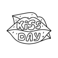 lippen voor kus dag in hand- getrokken tekening stijl. vector illustratie geïsoleerd Aan wit. kleur bladzijde.