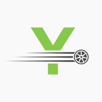 sport auto brief y automotive logo concept met vervoer band icoon vector